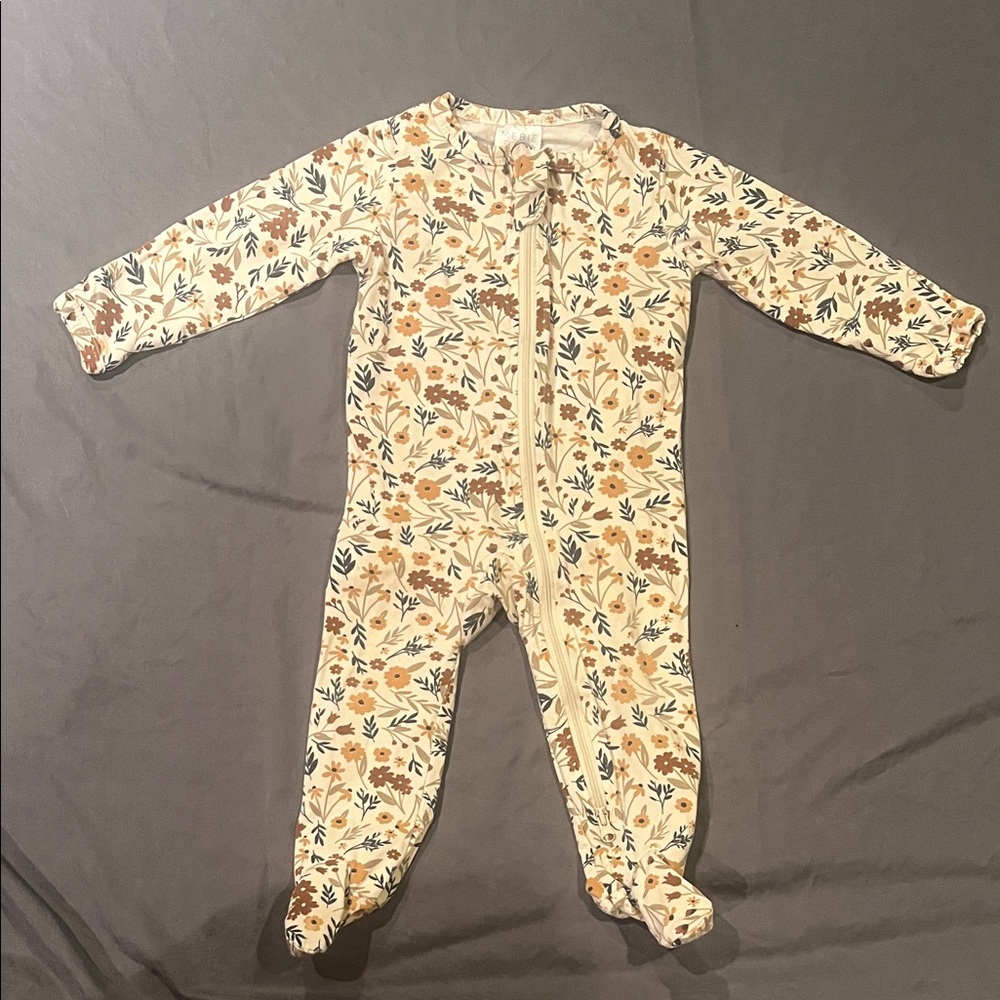 Charming Floral Kids Footie in Cream